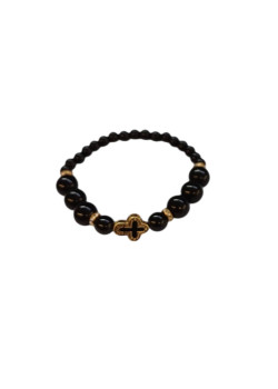 Βραχιόλι με μαύρες χάντρες και σταυρό